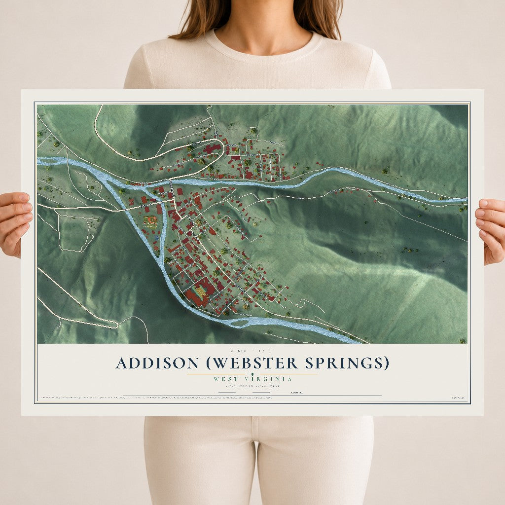 Map of Addison (Webster Springs), West Virginia, 18 x 24 inch unframed archival matte print
