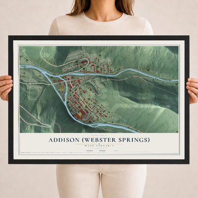 Map of Addison (Webster Springs), West Virginia, 18 x 24 inch print in a black wood frame