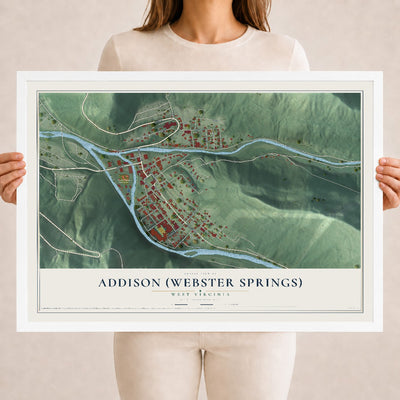Map of Addison (Webster Springs), West Virginia, 18 x 24 inch print in a white wood frame