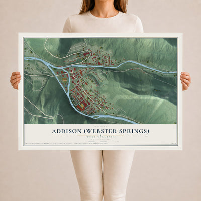 Map of Addison (Webster Springs), West Virginia, 24 x 36 inch unframed archival matte print