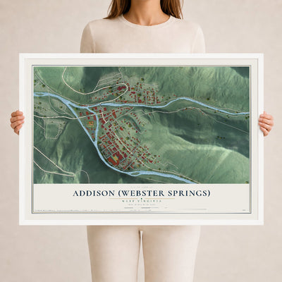 Map of Addison (Webster Springs), West Virginia, 24 x 36 inch print in a white wood frame