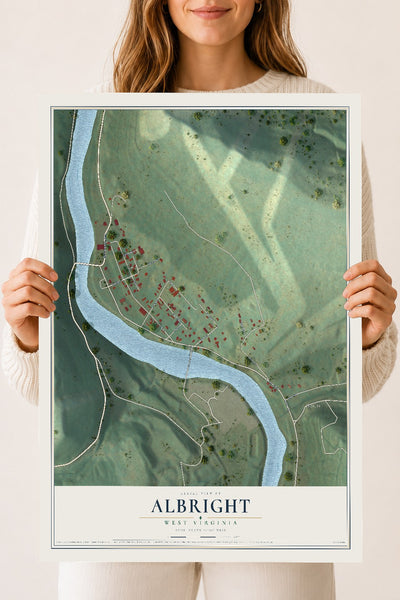 Map of Albright, West Virginia, 18 x 24 inch unframed archival matte print