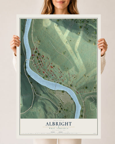 Map of Albright, West Virginia, 24 x 36 inch unframed archival matte print