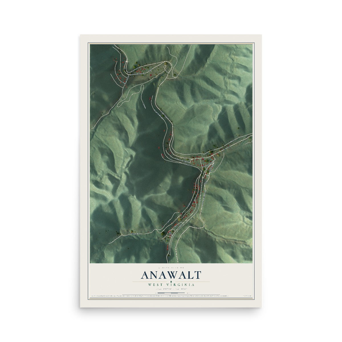 Map of Anawalt, West Virginia, 12 x 18 inch unframed archival matte print