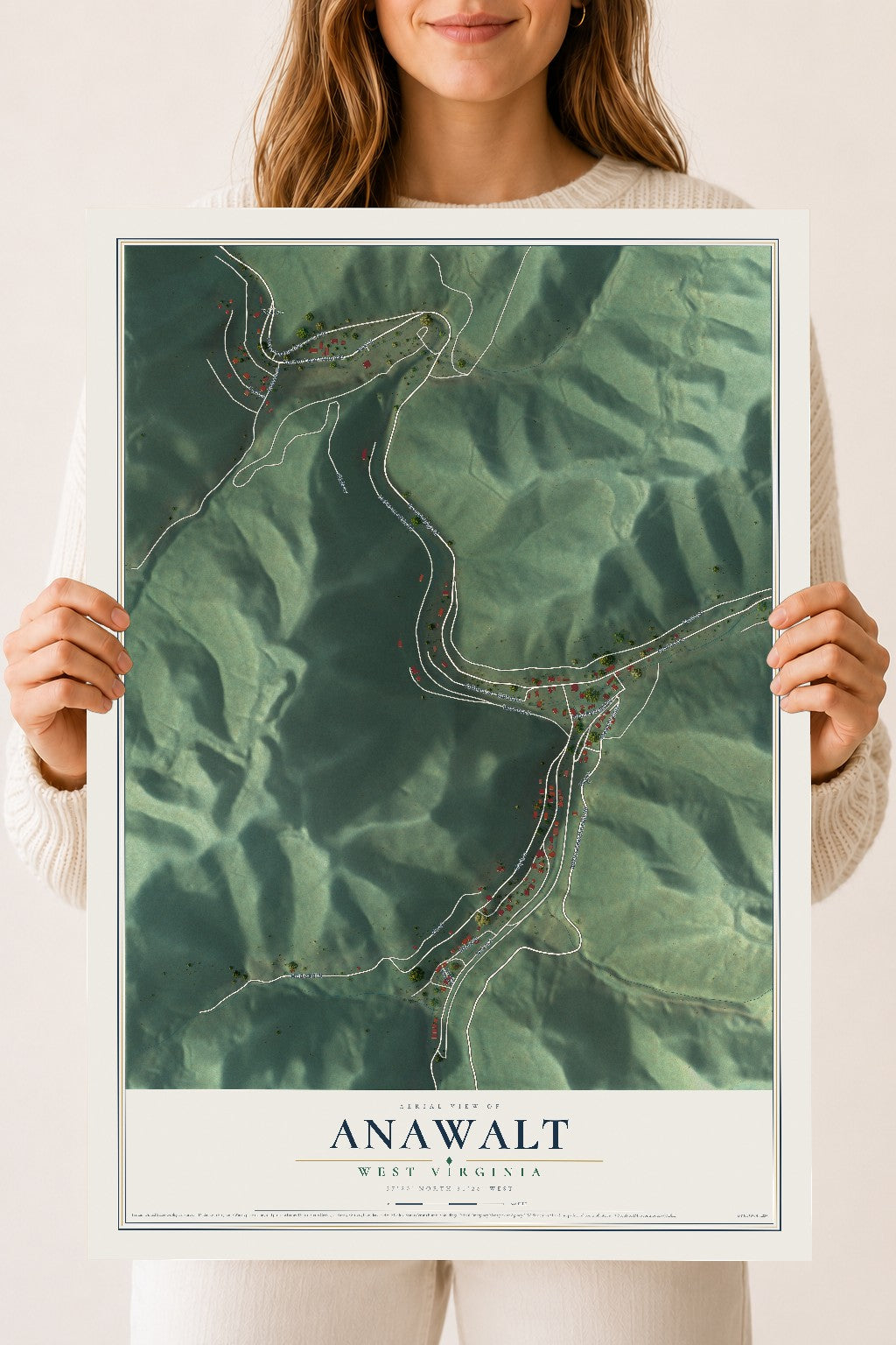 Map of Anawalt, West Virginia, 18 x 24 inch unframed archival matte print