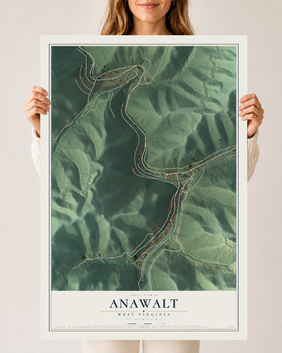 Map of Anawalt, West Virginia, 24 x 36 inch unframed archival matte print