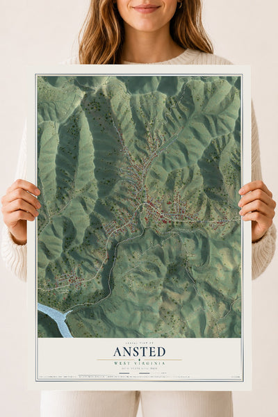 Map of Ansted, West Virginia, 18 x 24 inch unframed archival matte print