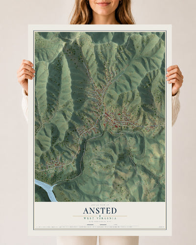 Map of Ansted, West Virginia, 24 x 36 inch unframed archival matte print