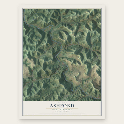Ashford, West Virginia map print, the full design
