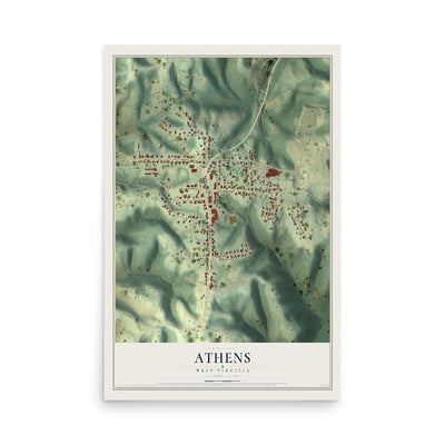 Map of Athens, West Virginia, 12 x 18 inch unframed archival matte print