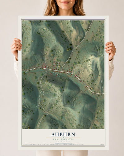 Map of Auburn, West Virginia, 24 x 36 inch unframed archival matte print