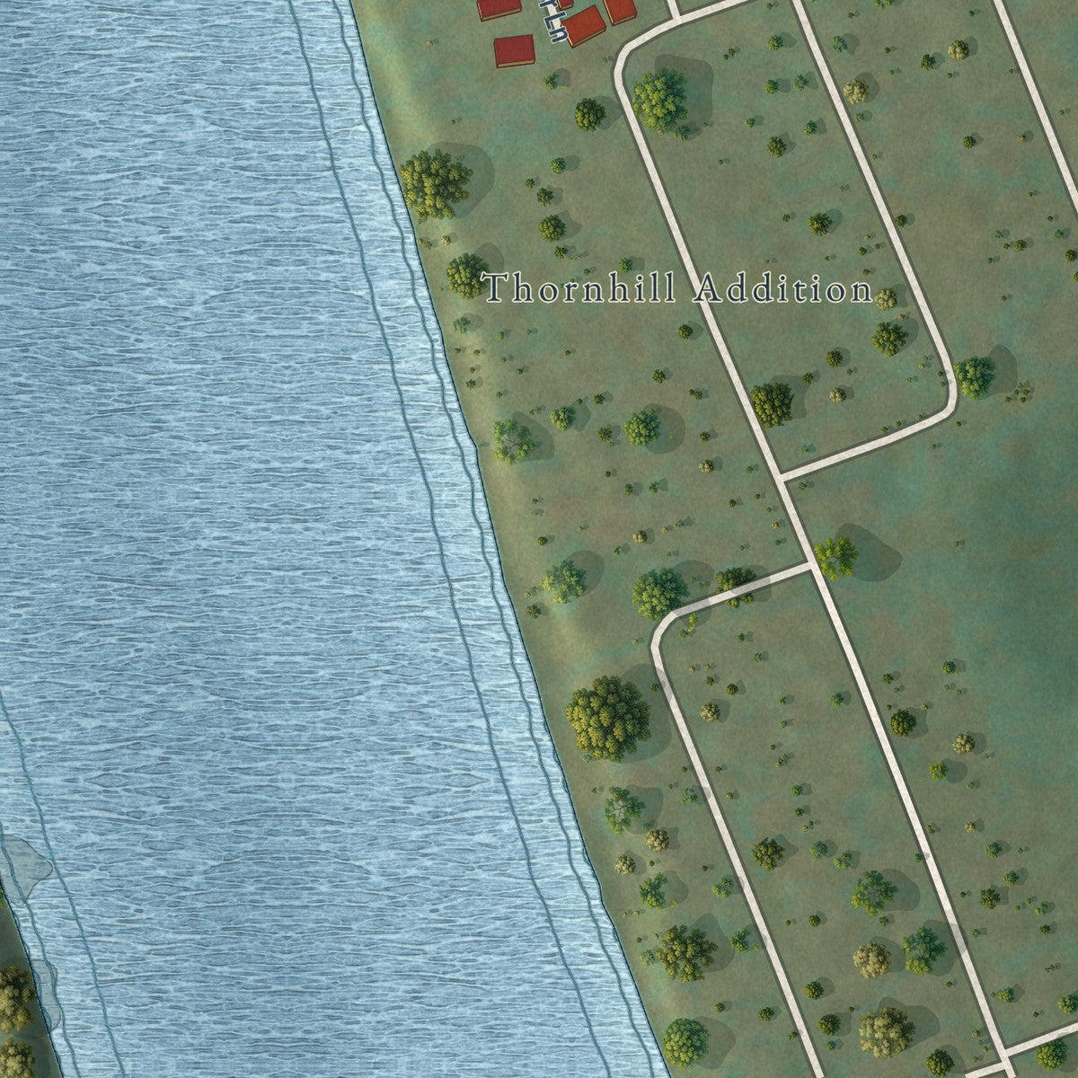 Second close-up of the map of Bancroft, West Virginia print showing more streets and buildings