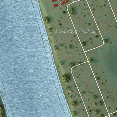 Second close-up of the map of Bancroft, West Virginia print showing more streets and buildings