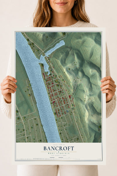 Map of Bancroft, West Virginia, 18 x 24 inch unframed archival matte print