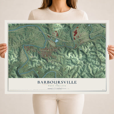 Map of Barboursville, West Virginia, 18 x 24 inch unframed archival matte print