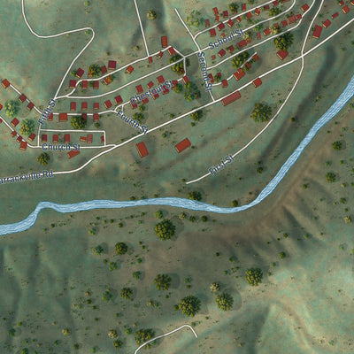 Second close-up of the map of Barrackville, West Virginia print showing more streets and buildings