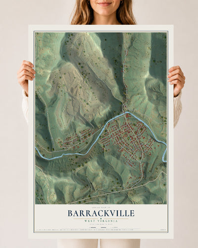 Map of Barrackville, West Virginia, 24 x 36 inch unframed archival matte print
