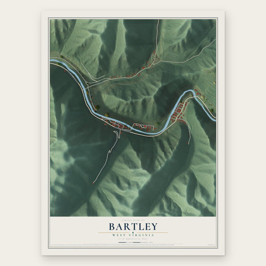 Bartley, West Virginia map print, the full design