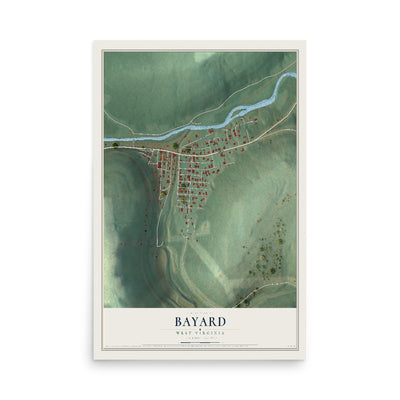 Map of Bayard, West Virginia, 12 x 18 inch unframed archival matte print