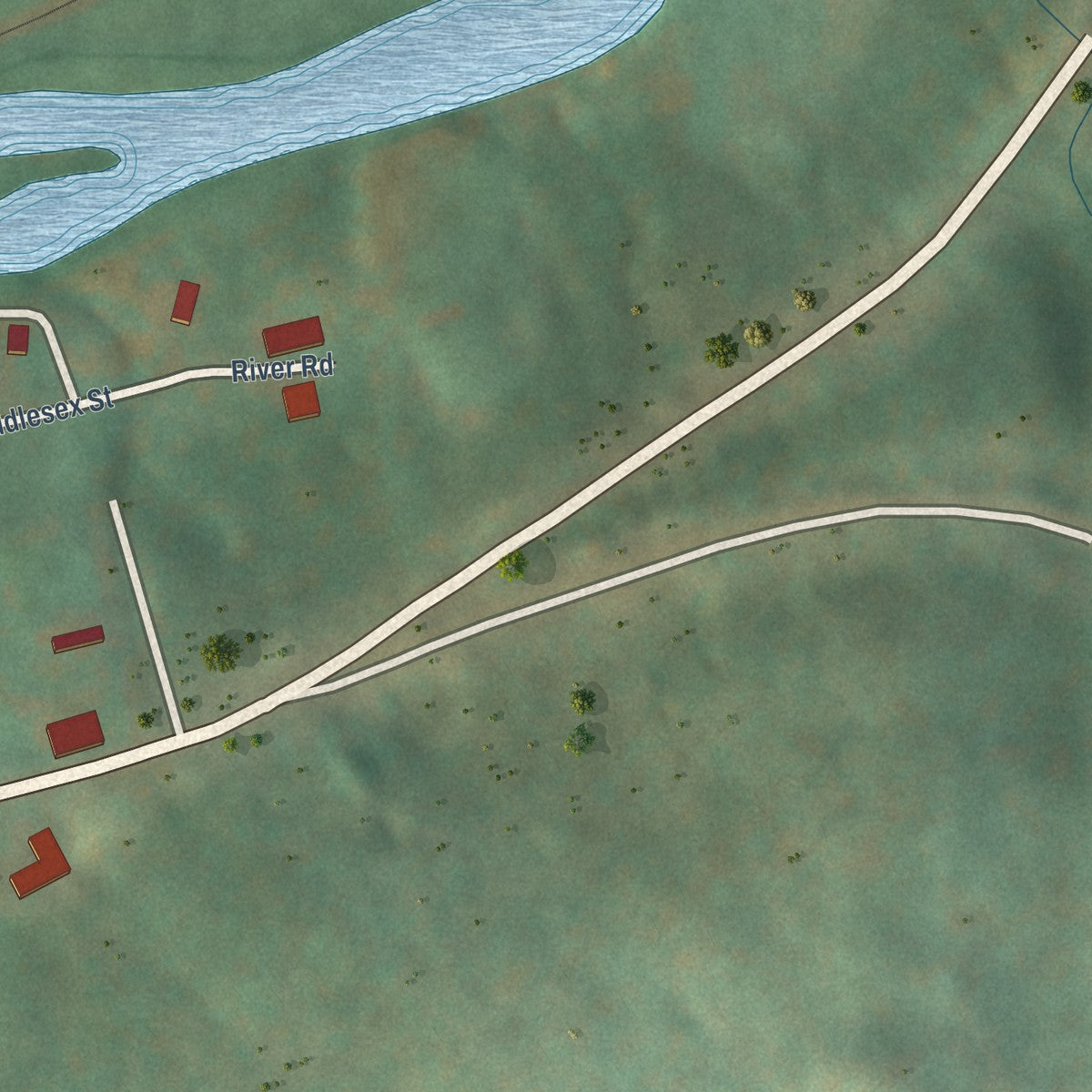 Second close-up of the map of Bayard, West Virginia print showing more streets and buildings
