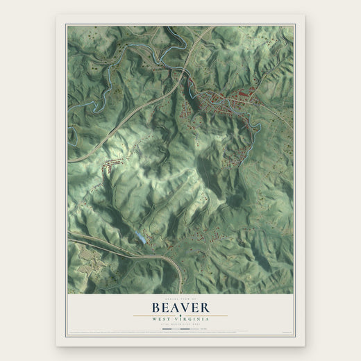 Beaver, West Virginia map print, the full design