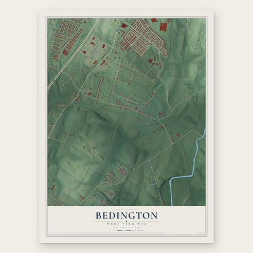 Bedington, West Virginia map print, the full design