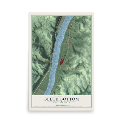 Map of Beech Bottom, West Virginia, 12 x 18 inch unframed archival matte print