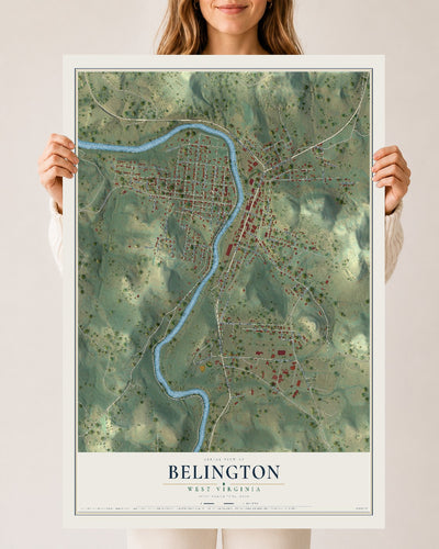 Map of Belington, West Virginia, 24 x 36 inch unframed archival matte print