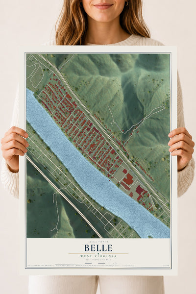 Map of Belle, West Virginia, 18 x 24 inch unframed archival matte print
