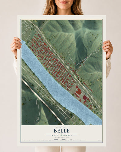 Map of Belle, West Virginia, 24 x 36 inch unframed archival matte print