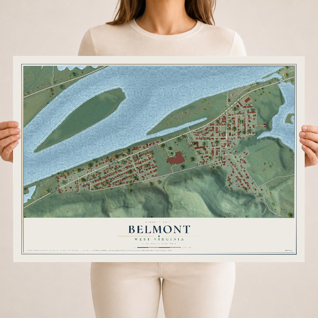 Map of Belmont, West Virginia, 18 x 24 inch unframed archival matte print