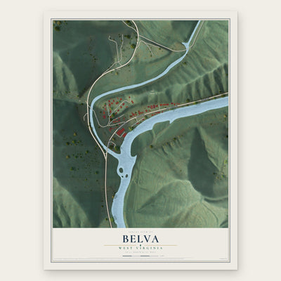 Belva, West Virginia map print, the full design