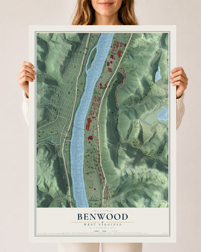 Map of Benwood, West Virginia, 24 x 36 inch unframed archival matte print