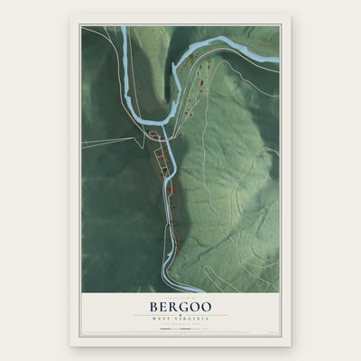 Bergoo, West Virginia map print, the full design