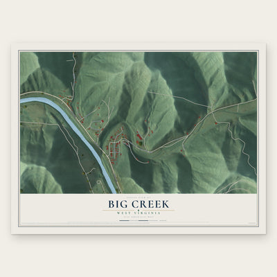 Big Creek, West Virginia map print, the full design