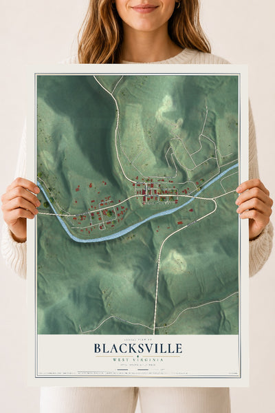 Map of Blacksville, West Virginia, 18 x 24 inch unframed archival matte print