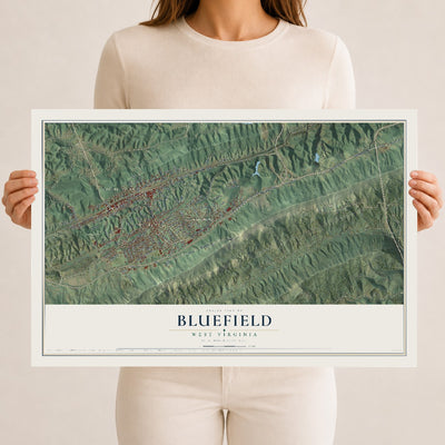 Map of Bluefield, West Virginia, 12 x 18 inch unframed archival matte print