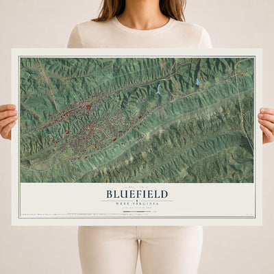 Map of Bluefield, West Virginia, 18 x 24 inch unframed archival matte print