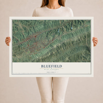Map of Bluefield, West Virginia, 24 x 36 inch unframed archival matte print