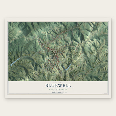 Bluewell, West Virginia map print, the full design