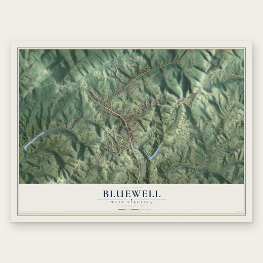 Bluewell, West Virginia map print, the full design