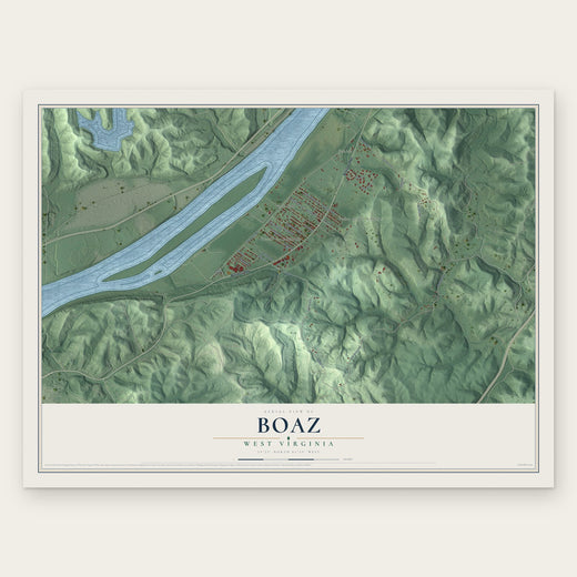 Boaz, West Virginia map print, the full design