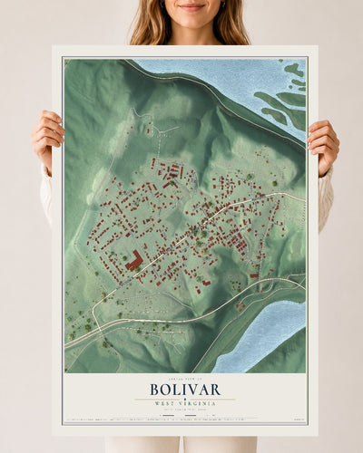 Map of Bolivar, West Virginia, 24 x 36 inch unframed archival matte print