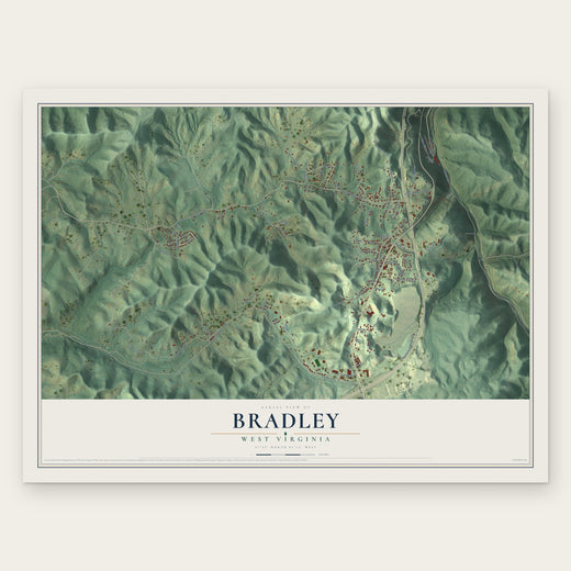 Bradley, West Virginia map print, the full design