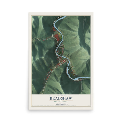 Map of Bradshaw, West Virginia, 12 x 18 inch unframed archival matte print
