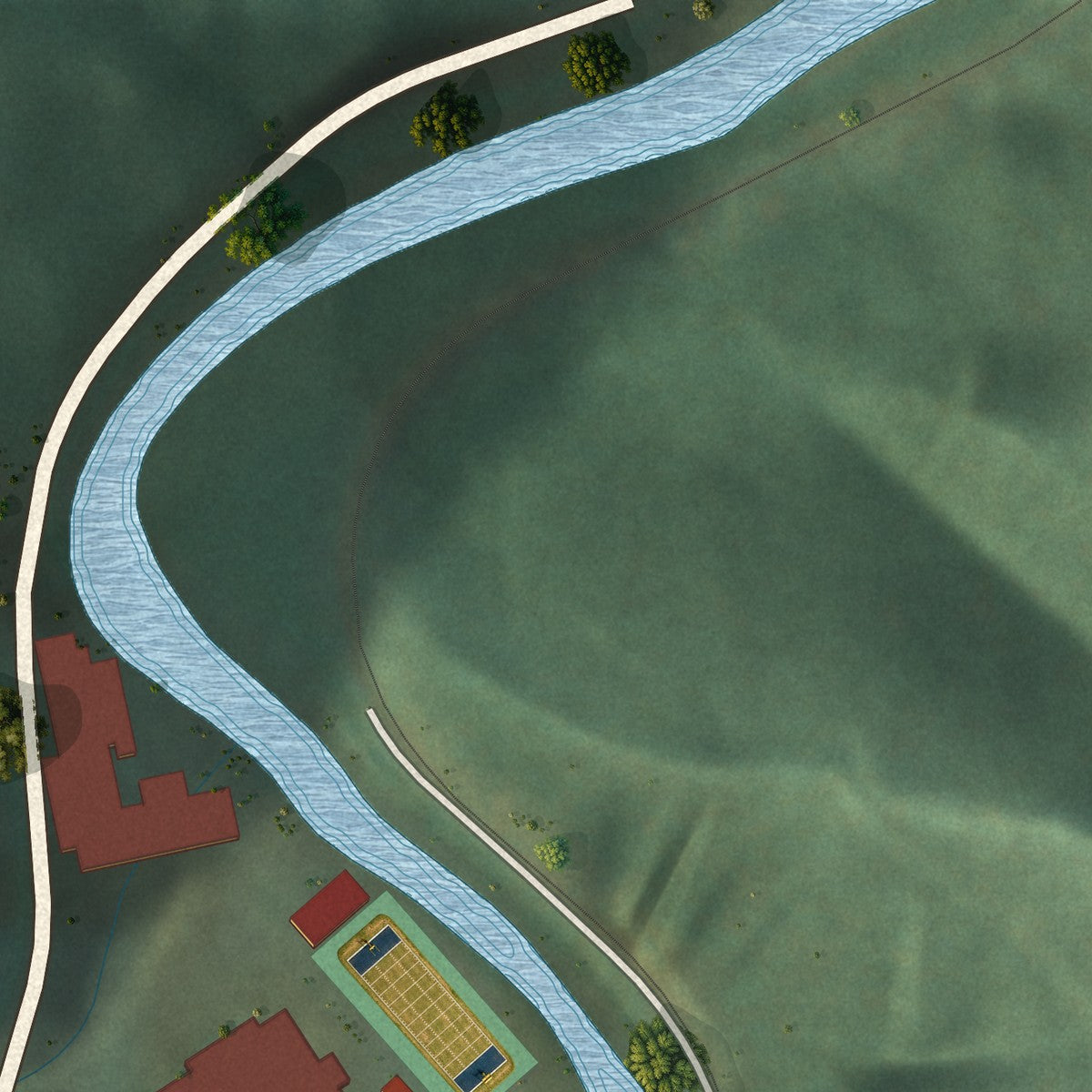 Second close-up of the map of Bradshaw, West Virginia print showing more streets and buildings