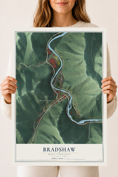 Map of Bradshaw, West Virginia, 18 x 24 inch unframed archival matte print