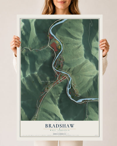Map of Bradshaw, West Virginia, 24 x 36 inch unframed archival matte print