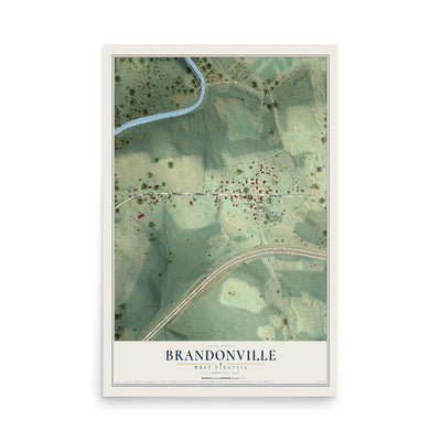 Map of Brandonville, West Virginia, 12 x 18 inch unframed archival matte print