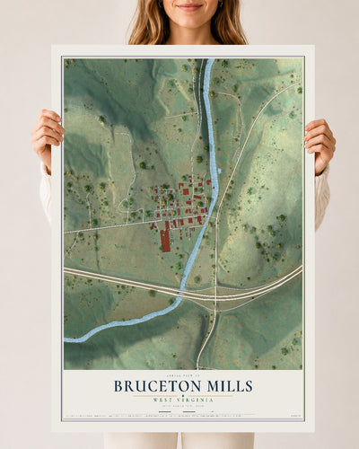 Map of Bruceton Mills, West Virginia, 24 x 36 inch unframed archival matte print